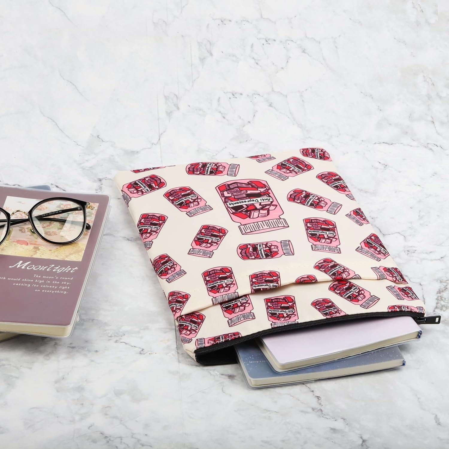 Anti Depressants Book Sleeve Funny Mental Health Book Lover Depression Awareness Gift Therapy Depression Gifts (Depressants -b) image 4