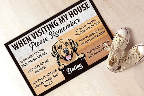 Miniatura 4 de When Visiting My House Please Remember Golden Retriever - Tapetes de bienvenida para los amantes de los perros, tapetes de bienvenida de 16 x 24