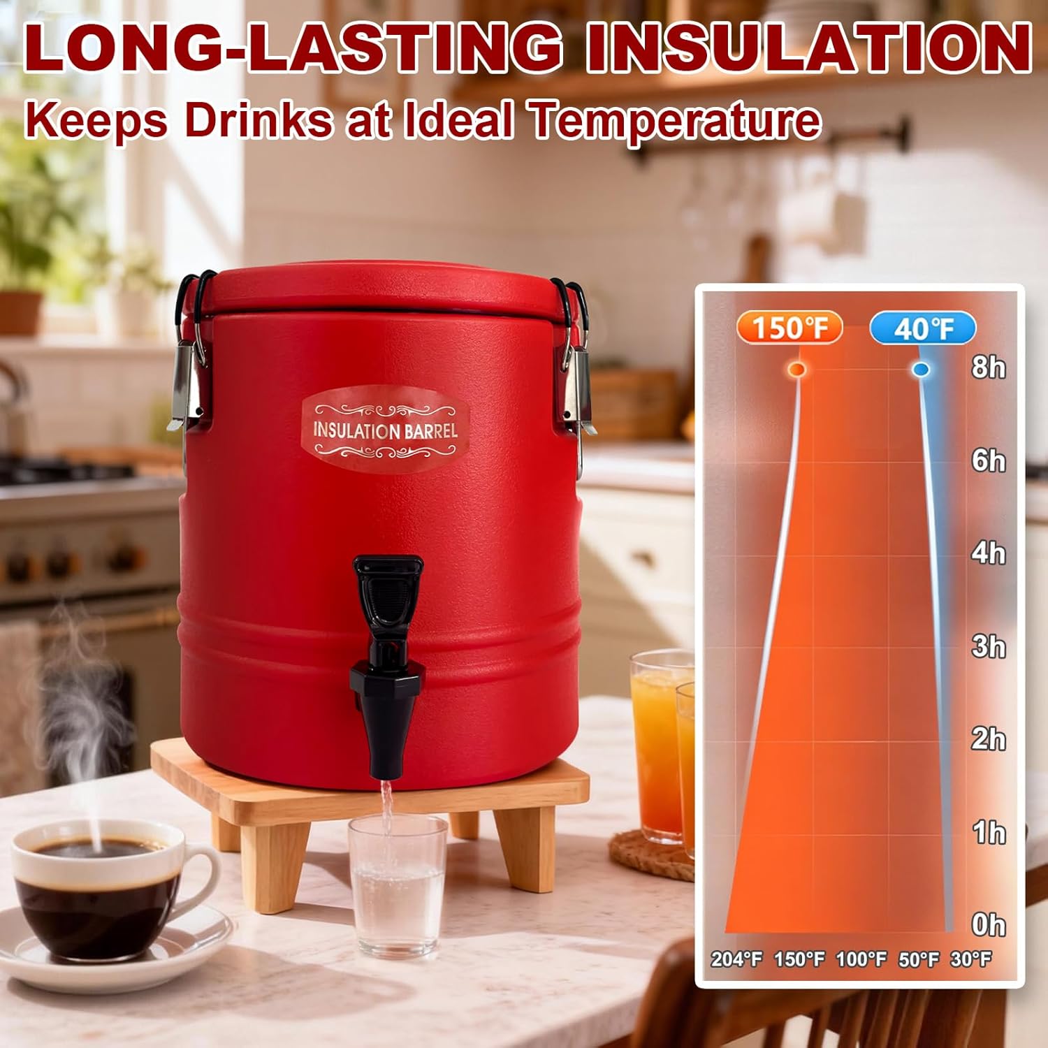 3.5Gallon Insulated Hot Beverage Dispenser, 304 Stainless Steel Hot Water & Coffee Dispenser, Large Capacity Portable Drink Cooler Jug for Parties, Camping, Sports Events - Image 6