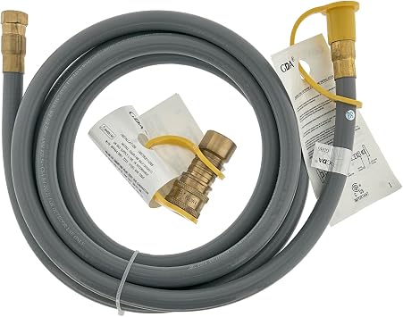 10 Feet 3/8"" ID Natural Gas Hose with Quick Connect Fitting, Natural Gas Line for Grill, Pizza Oven, Heater and More Low Pressure Appliance - CSA Certified, Gray