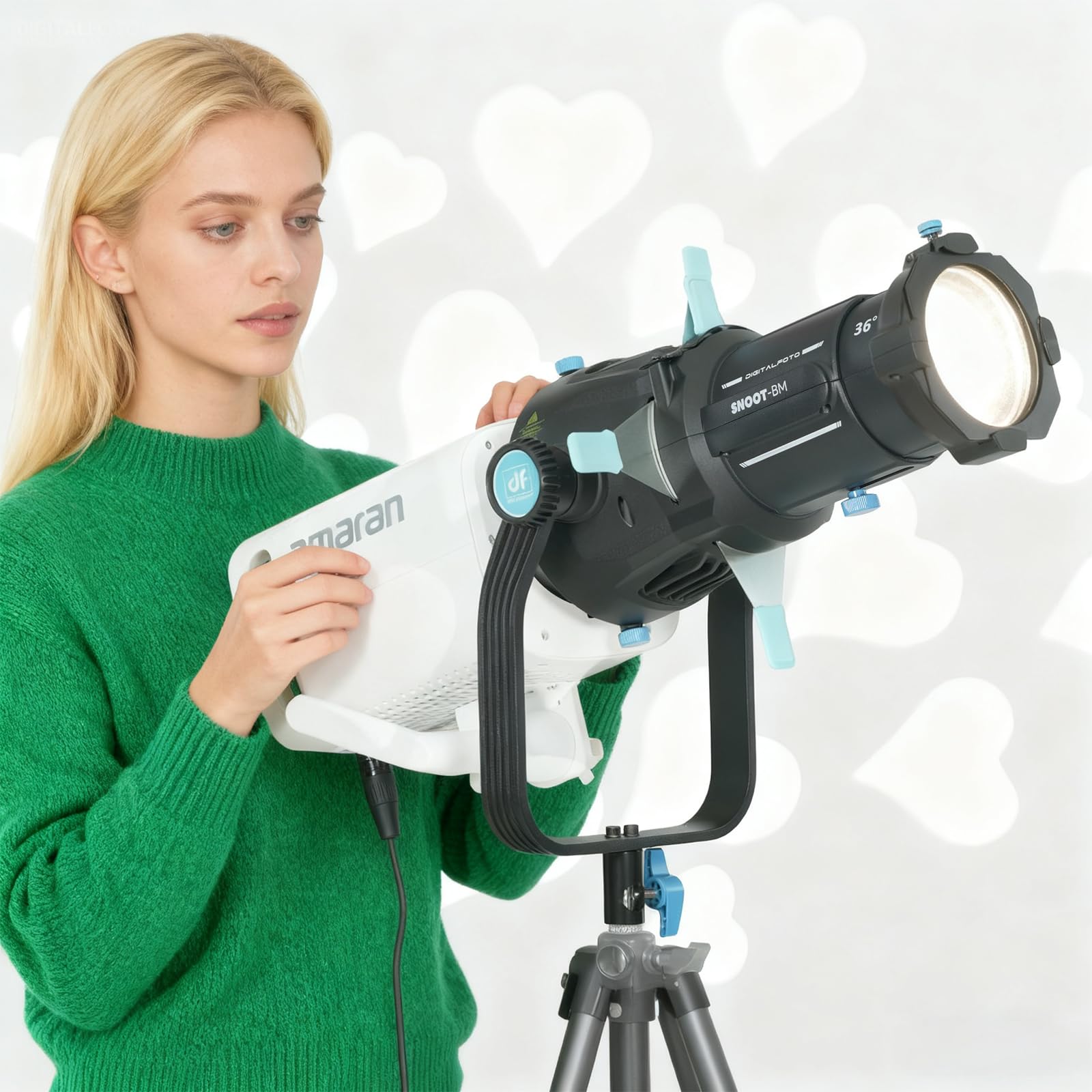 DF DIGITALFOTO Proiettore ottico Snoot Bowens Mount Gobo, attacco di proiezione per faretto fotografico, compatibile con Aputure Amaran 100X/D, 200D/X, 150/300C, Aputure Storm 400X, Godox SL60