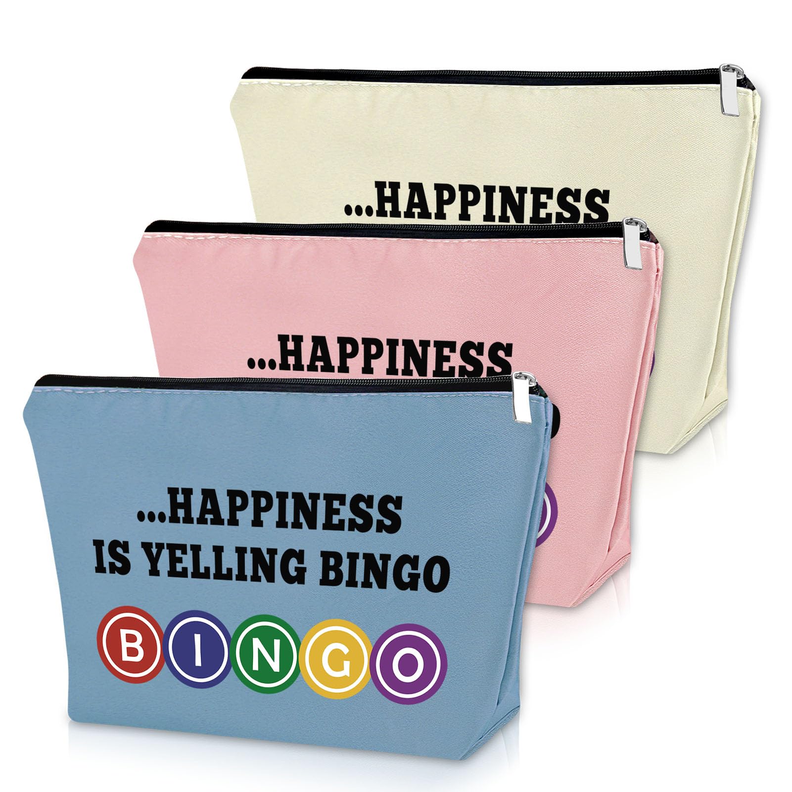 3PCS Bingo Gifts Makeup Bag Bingo Game Gifts for Adults Lucky Bingo Gifts for Friend Birthday Gifts for Bingo Player Cosmetic Bag Bingo Themed Gifts for Grandma Gambler Christmas Gifts Travel Pouch