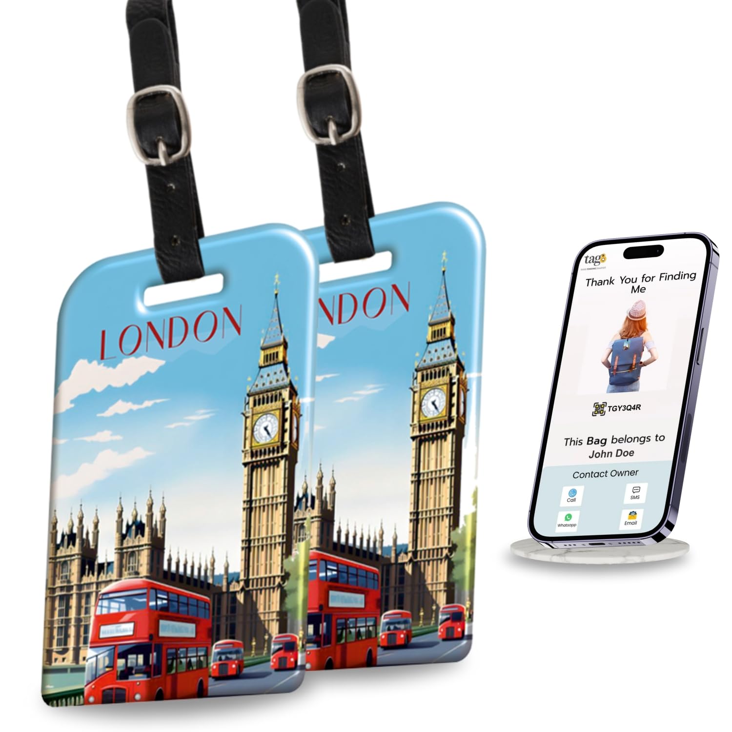 Amazon.com | [Pack 2] tag8 London Smart Bag tag |Trendy Luggage