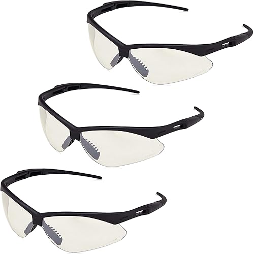 Amazon Basics Anti-Scratch Safety Glasses, UV-Resistant, Indoor/Outdoor Clear Mirror Lens, 3-Count