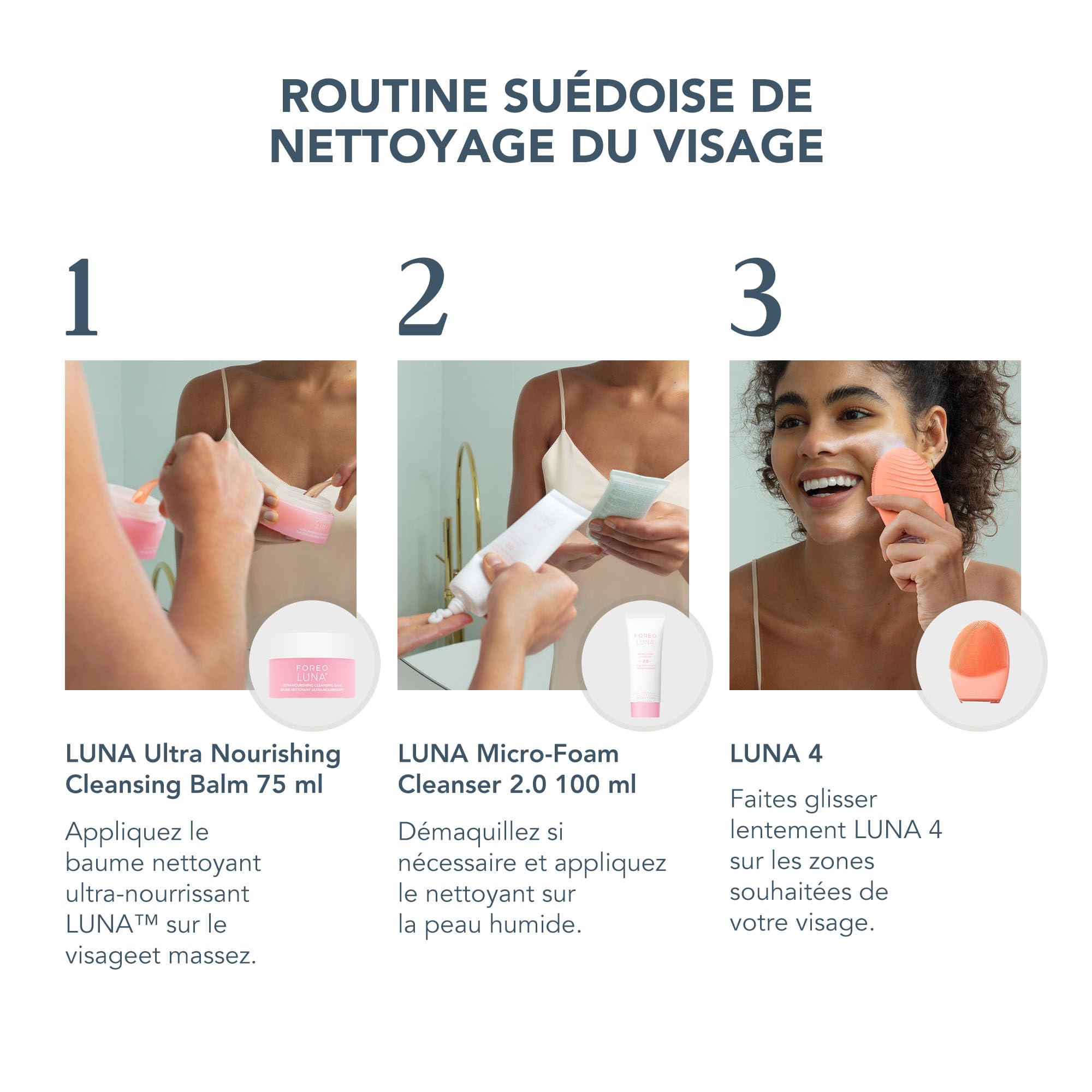 FOREO LUNA 4 Balance Set - Brosse Visage Nettoyante + LUNA Micro-Foam Cleanser 2.0 100 ml + Baume demaquillant 75 ml
