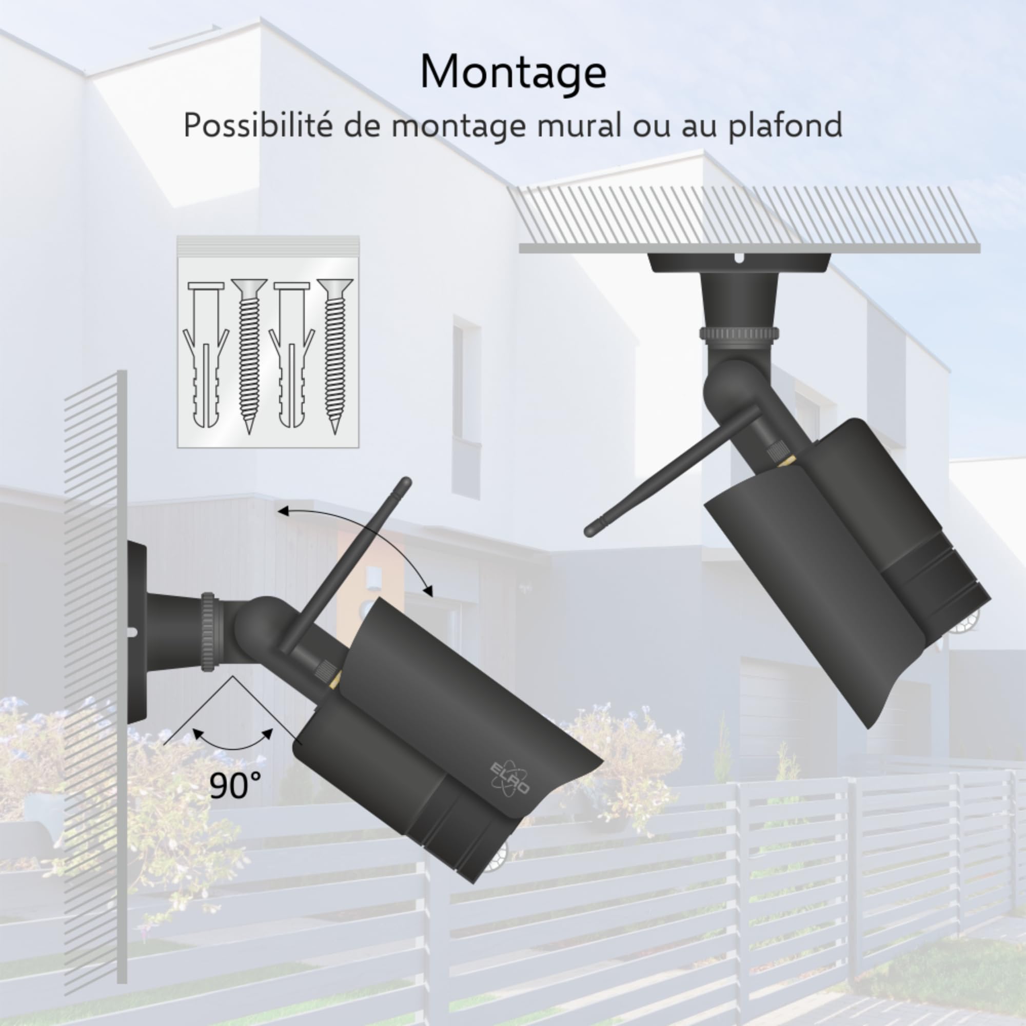 ELRO CZ40RIPS Kit de caméra de Surveillance sans Fil Full HD 1080p avec écran 7" et Application