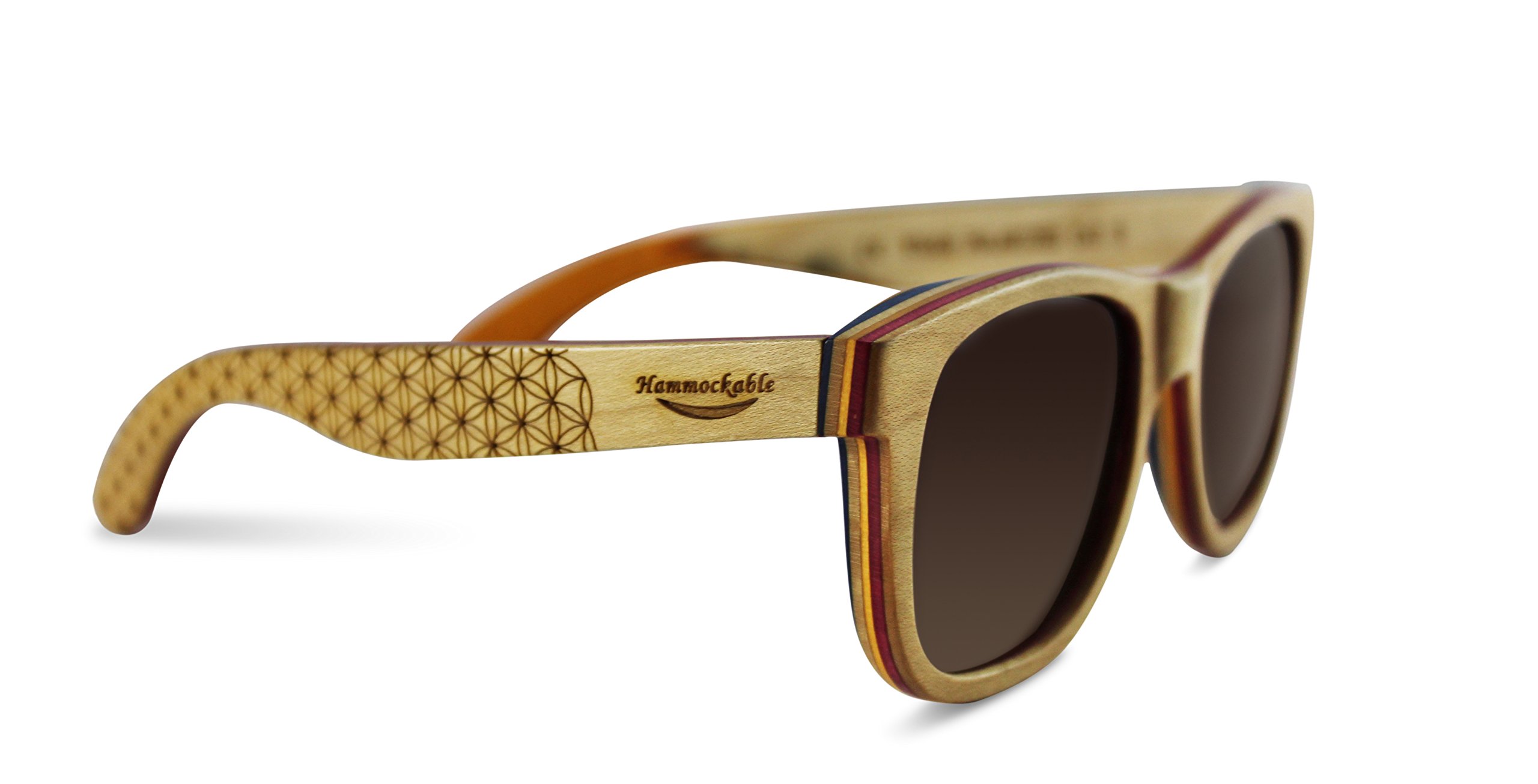 Handmade Wood Sunglasses with UV400 Polarized Lenses & Spring Temples