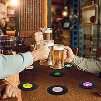 Vista 6 de Valdivia Portavasos de Discos de Vinilo para Bebidas con Reproductor de Discos, Juego de 6 Portavasos Retro de Álbum, Decoración Divertida del Hogar