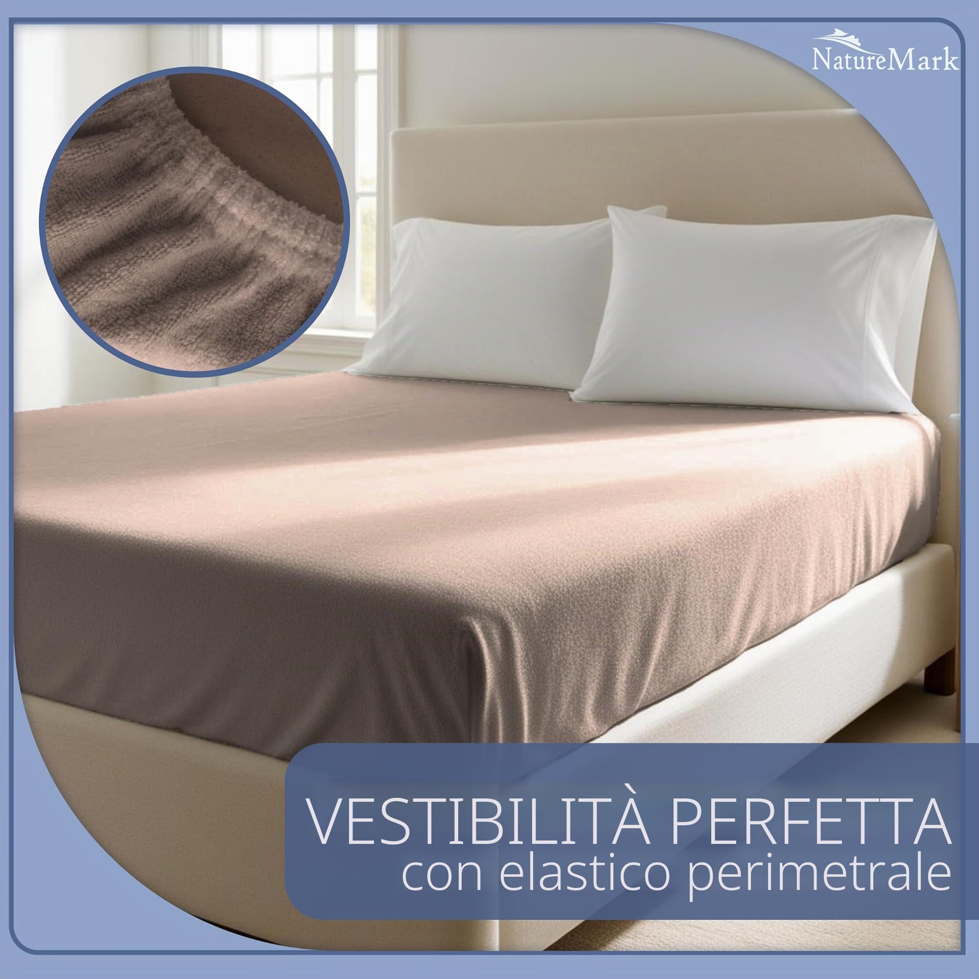 NatureMark Lenzuolo con angoli in spugna – Morbido e traspirante, delicato sulla pelle, pratico e facile da lavare, durevole e resistente, 80% cotone & 20% poliestere,180x200-200x200cm, Sabbia/Beige