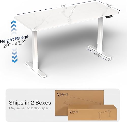 Vista 826 de VIVO DESK-KIT-1W6G - Escritorio eléctrico de pie de 60 x 24 pulgadas, ajuste de altura de memoria, serie 1B, parte superior de nogal oscuro de una