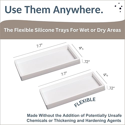 Miniatura 30 de Bandeja de encimera y tocador, 2 bandejas pequeñas de silicona de 7.7 pulgadas, bandeja de jabón de cocina, soporte para jabón de cocina, Gris