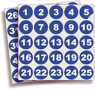 iSYFIX Blue Consecutive Number Stickers – 1 to 50, 1.5-inch, 1 Set – Vinyl Self Adhesive Premium Decal, Ideal for Inventory, Storage, Organizing, Boxes, Bins, Toolbox, Lockers & More, Indoor/Outdoor
