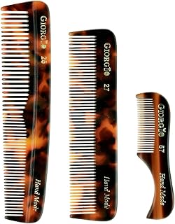Giorgio Beard Combs Set - Handmade Combs Kit for Everyday Beard and Mustache Grooming - Includes Fine and Wide Tooth Pocket Dresser Comb + Straightening Mustache Comb, Handmade