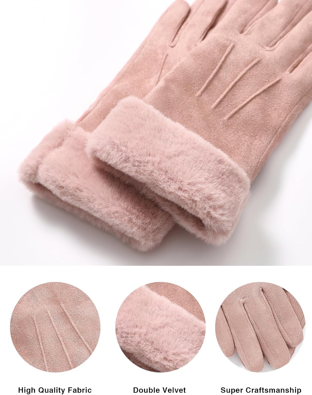 Visivin Winter Gloves for Women Touch Screen Gloves Warm Fleece Lined Gloves - Image 3