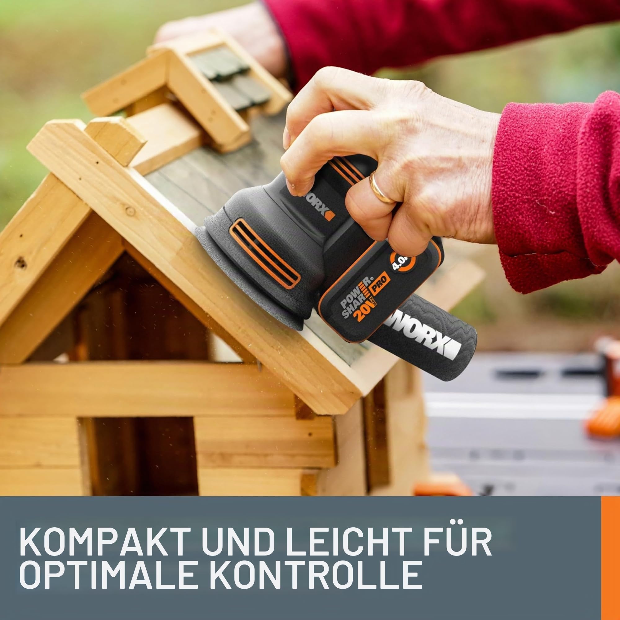 WORX NITRO WX823.9 20V 125mm Schleifscheibe Ideal für flache oder gekrümmte Oberflächen | Bürstenlos Variable Geschwindigkeit | Lieferung ohne Akku & Ladegerät