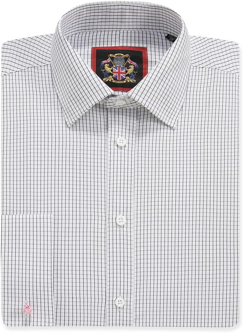 Mens Formal Dress Shirts for Office Business, Wedding Suit & Casual Leisure. Long Sleeve Style in Single or Double Cuff. Janeo British Apparel The Hampton Check Shirt.