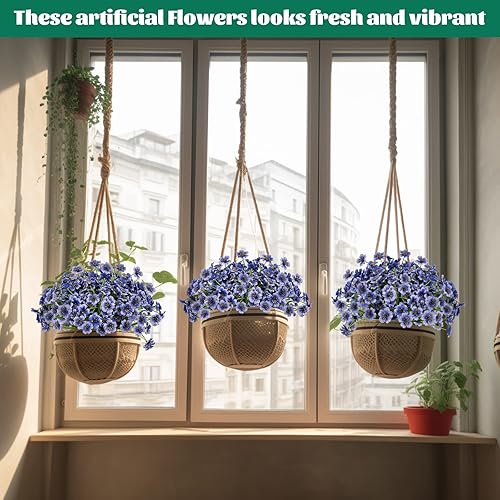 Miniatura 4 de 12 flores artificiales para exteriores, decoración de flores de plástico, resistentes a los rayos UV, arbustos, plantas artificiales para interiores