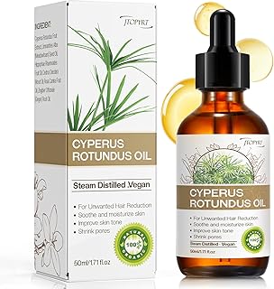 Cyperus Rotundus Oil for Hair Removal: Reduces Unwanted Hair Growth, Slows Regrowth, Soothes Skin & Shrinks Pores Suitable for All Skin Types (1.71 Fl Oz)