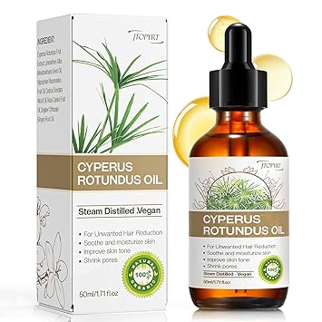 Cyperus Rotundus Oil for Hair Removal Reduces Unwanted Hair Growth, Slows Regrowth, Soothes Skin & Shrinks Pores Suitable for All Skin Types 1.71 Fl Oz