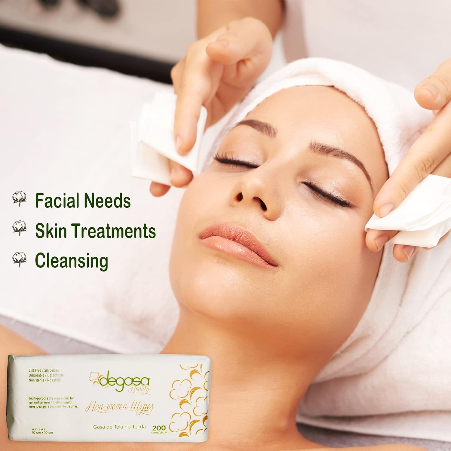 Esthetic Cosmetic Non-Woven Facial Wipes for Salon and Spa Use, Lint Free Essentials for Facial Treatments (Nonwovens Wipes 200 Count) (4"x 4") image 3