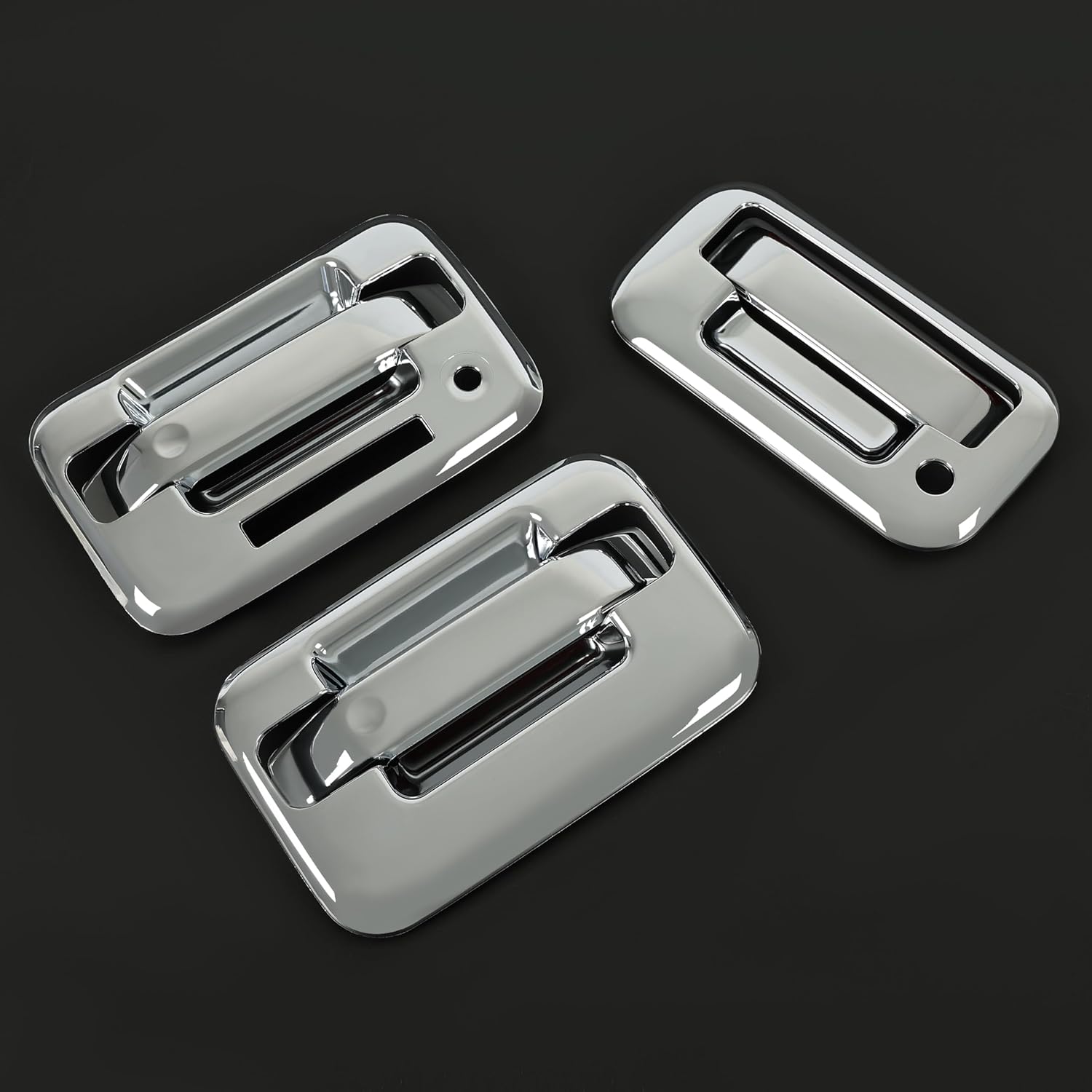 HECASA Exterior Outside Door Handle Cover Compatible with 2004-2014 Ford F-150 4 Door (with KeyPad Cutout) Slivery ABS Plastic (2 Door Handle Cover+Tailgate Handle Cover)