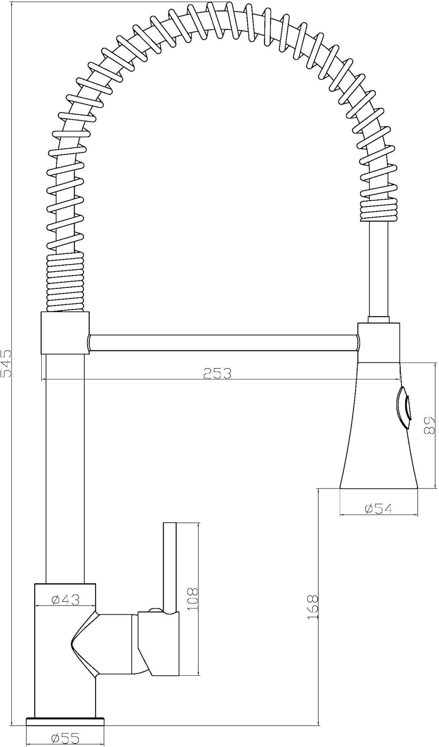 Desen teknik ak dimansyon pou mixer kwizin EISL Leon NI183ESCR-PR