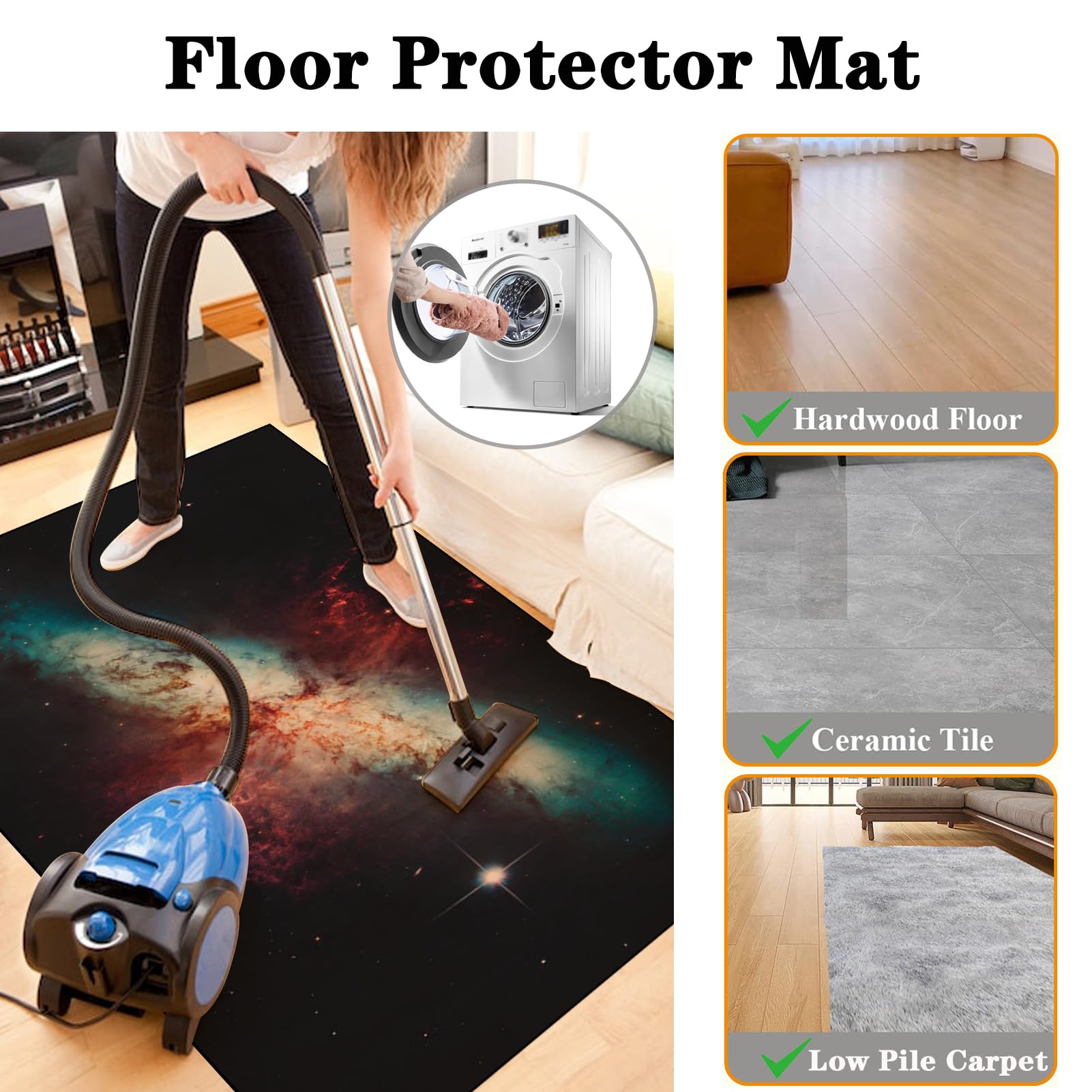 Tappeto Gaming pavimento, Tappetino Salvapavimento Antiscivolo, Tappeto per Sedia Ufficio per per Pavimenti in Legno Duro, Tappetini di Protezione per Pavimento per Parquet e Laminato 150 x 180 cm