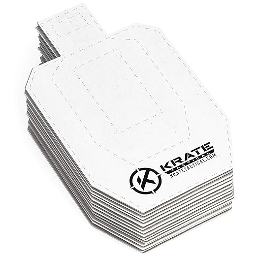 KRATE Tactical Cardboard Targets – Competition Paper Silhouette Shooting Target – Torso Targets for Shooting Range & Gun Practice w/Rifles, Handguns, & Shotguns