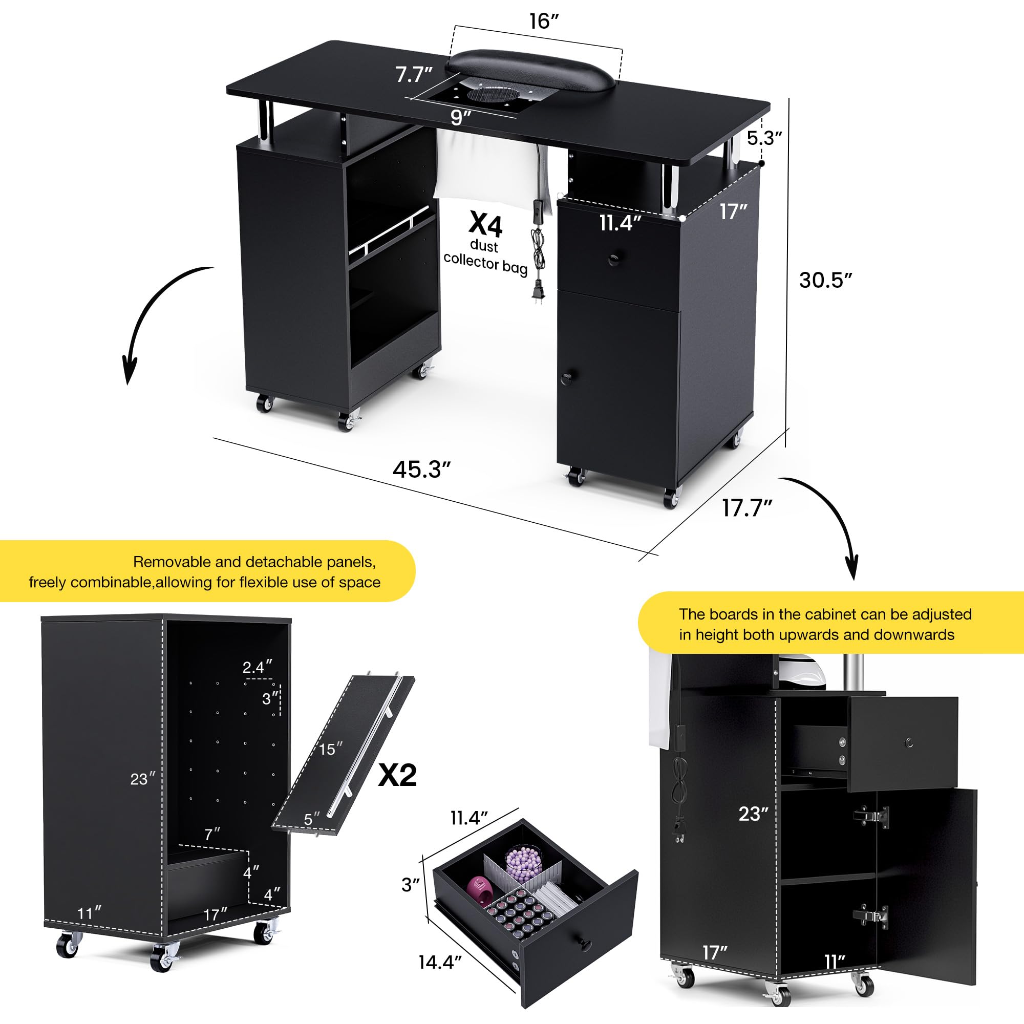 Amazon.com: Kikihouse Manicure Table Nail Desk for Nail Tech with