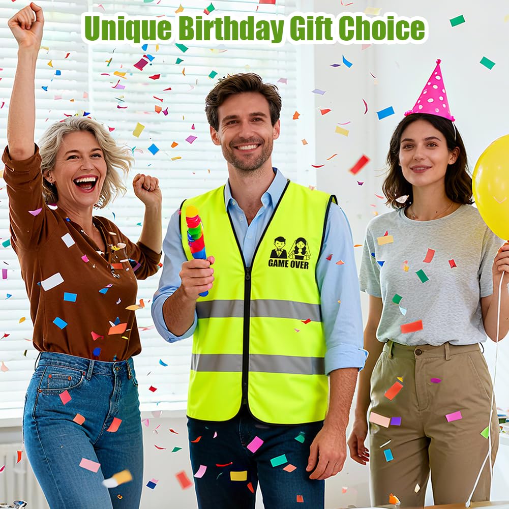 Addio al Celibato, Gilet Riflettente Sposo, Decorazione Giubbotto di Avvertimento, Maglietta Jga, Idea Regalo Divertente per Futuro Sposo Costume Addio al Celibato Uomo