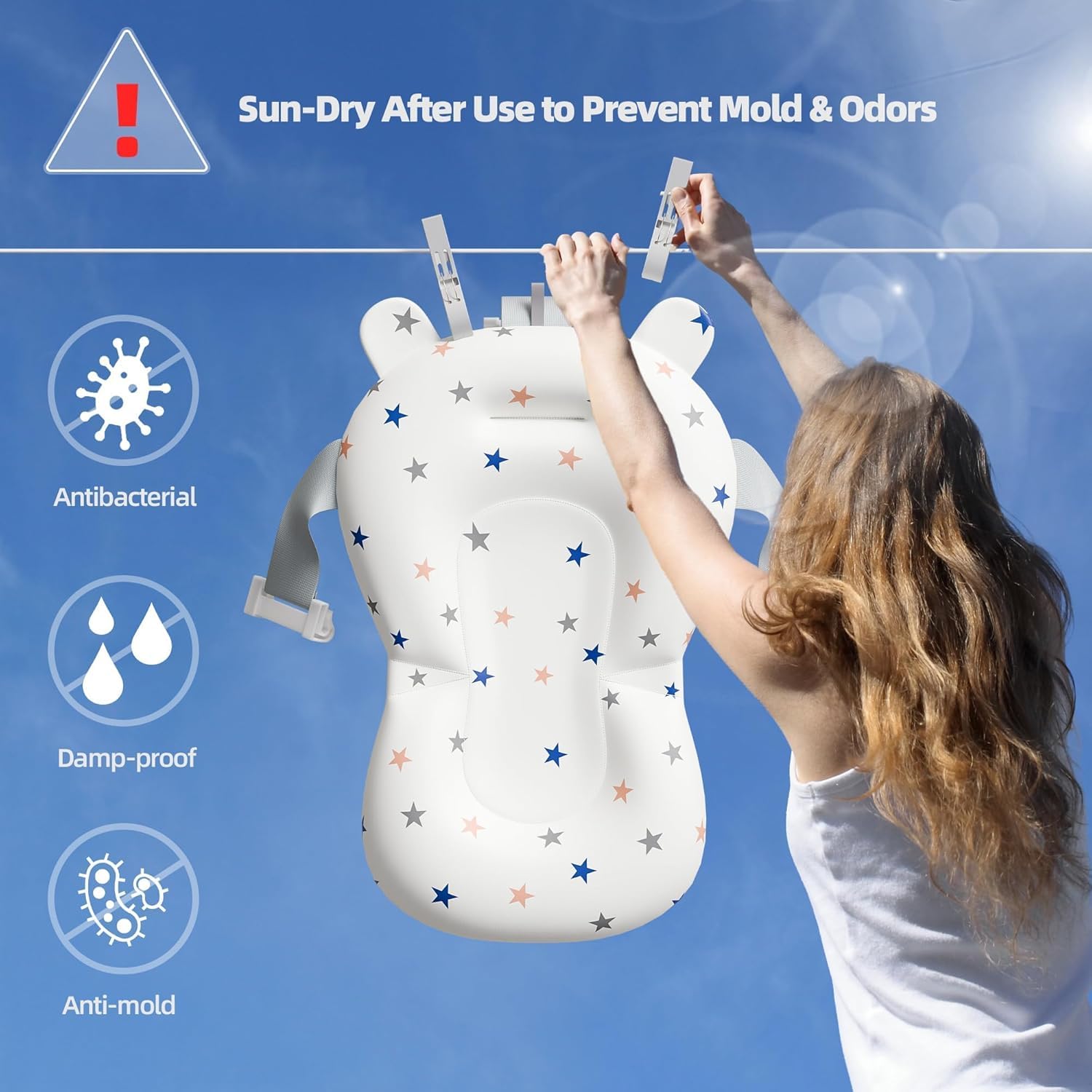 Bañera plegable para bebé con termómetro de detección de temperatura en tiempo real, juguete de baño gratis con almohadilla de cojín