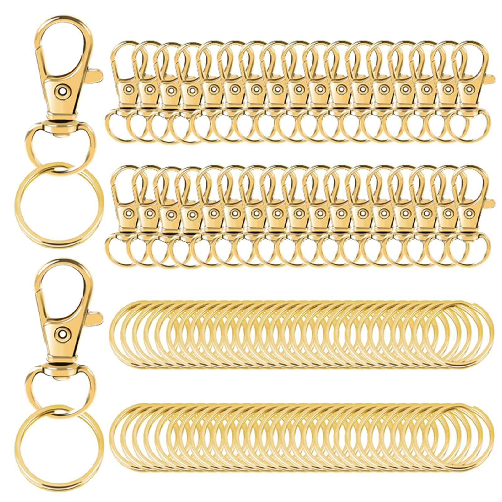 100 Pezzi Portachiavi con Moschettone Dorato Girevole Portachiavi Multiuso | Adatto per Realizzare Pendenti per Gioielli Pendenti per Borse Mini Bambole e Accessori per Bigiotteria Fai da Te(Oro)