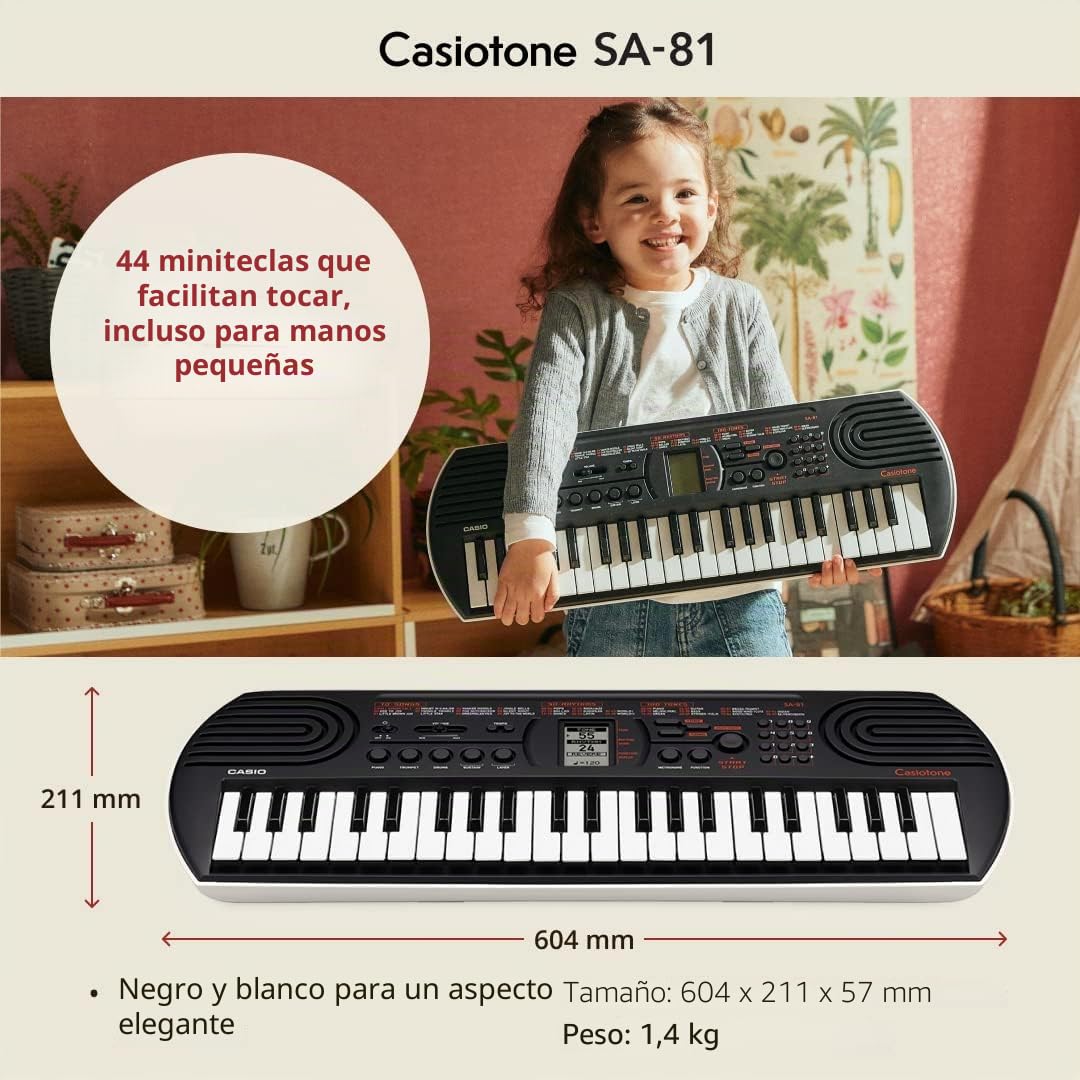 Casio SA-81 32 Mini-Keys Keyboard en blanco y negro y Rhythm Warriors lecciones animadas en línea
