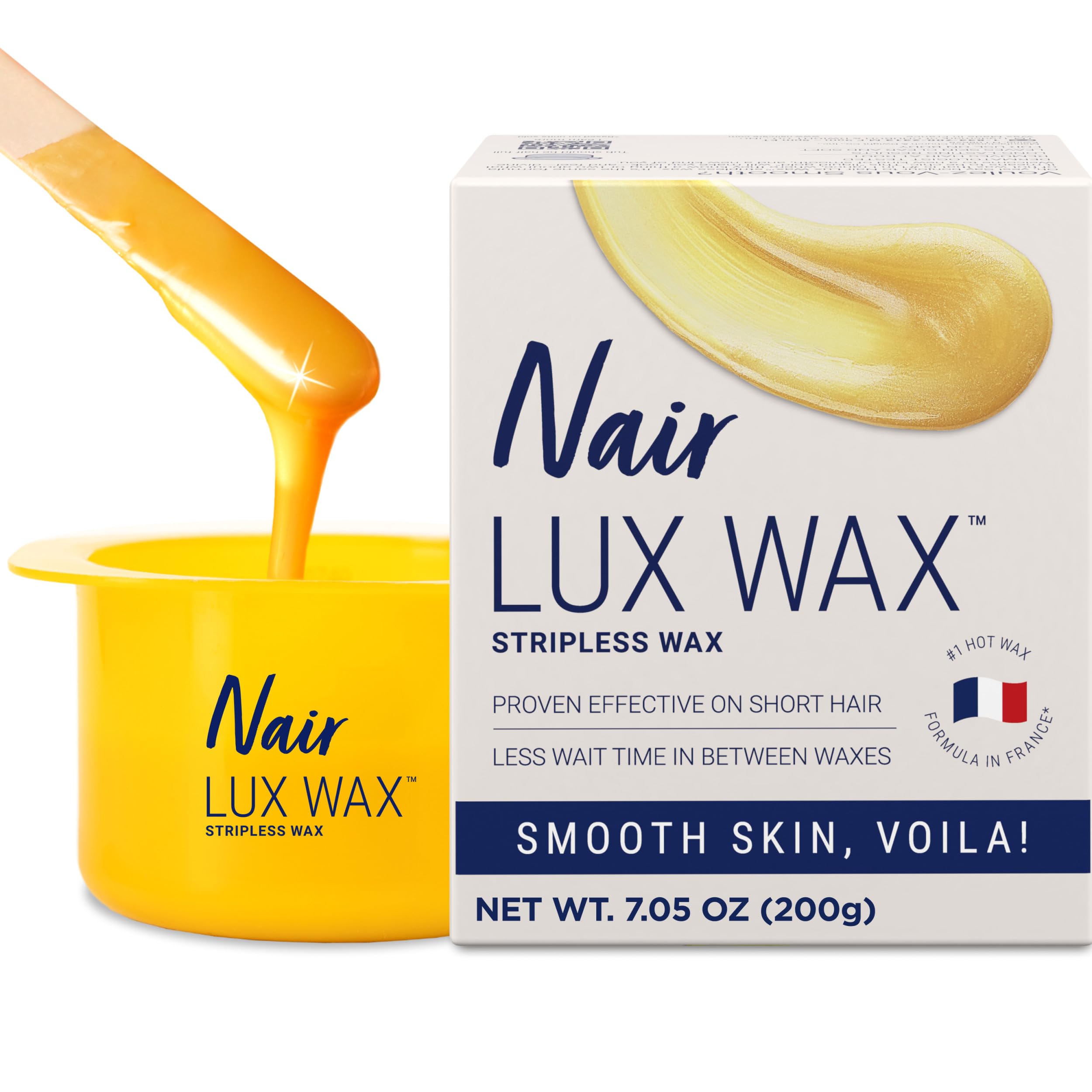 Lux Wax, Microwaveable Hot Waxing Kit for Women, Stripless Hair Removal for Legs, Underarms, Bikini at Home, Proven Effective on Short Hair, 1 Count, 7.05 Oz