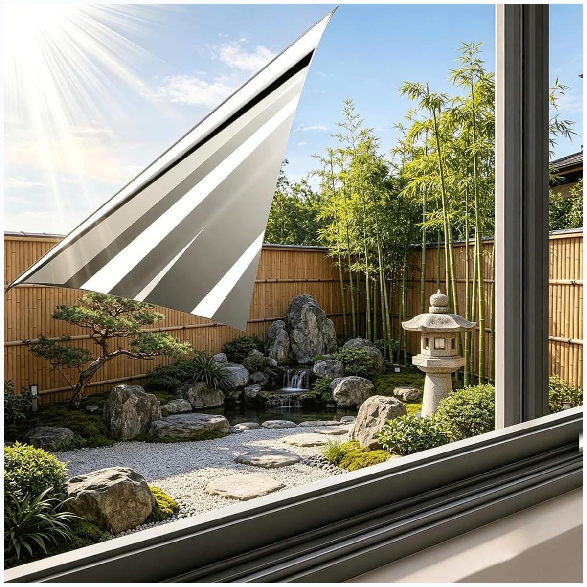 Bananaww Window Privacy Film Static Cling Reflective Glass Film for Home Office Bathroom, Daytime Privacy Window Tint Film, Anti Glare Heat Control UV Protection Film, 6 Colour Options