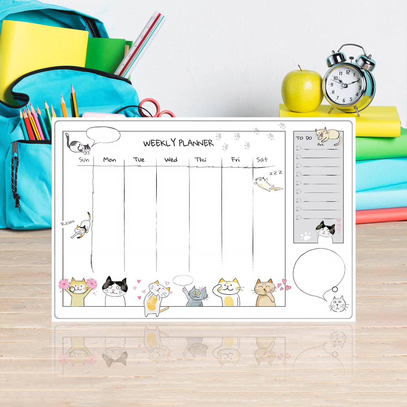 Pizarra Calendario, Pizarra Transparente, Borrable Organizador Semanal, Weekly Planner Colocado sobre El Escritorio, Planificador para La Planificación Semanal de La Oficina, Planes de Estudio, Acríli