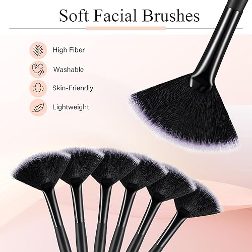 Miniatura 27 de Maitys 6 pinceles de máscara de abanico, herramientas aplicadoras de máscara facial con ventilador suave, brochas de maquillaje, herramientas