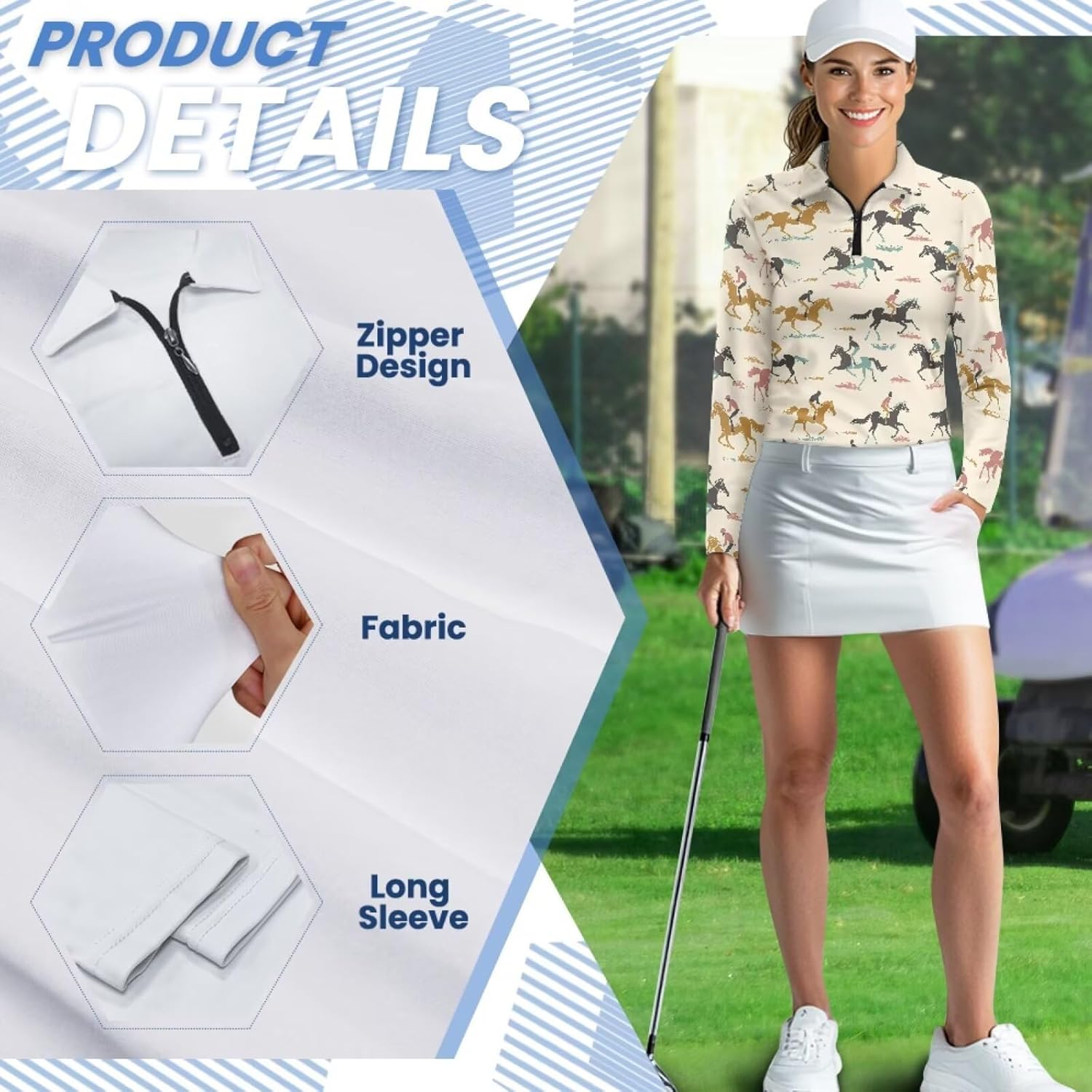 Women Athletic Golf Polo Shirts Long Sleeves V Neck Running Hiking Quick Dry Trendy Pullover Workout Tops XS-2XL
