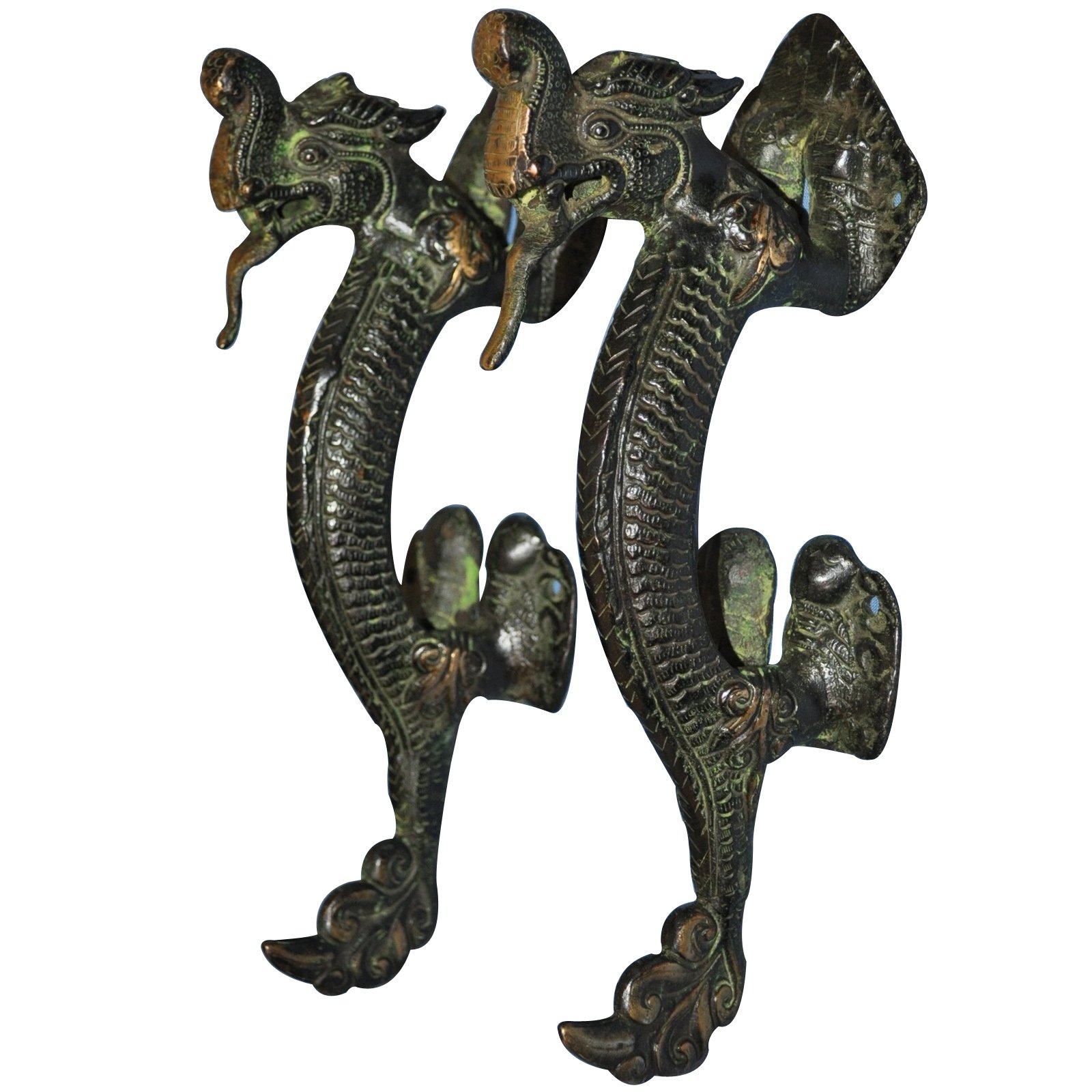Poignée de porte dragon laiton Aakrati pour remplacer poignée usée