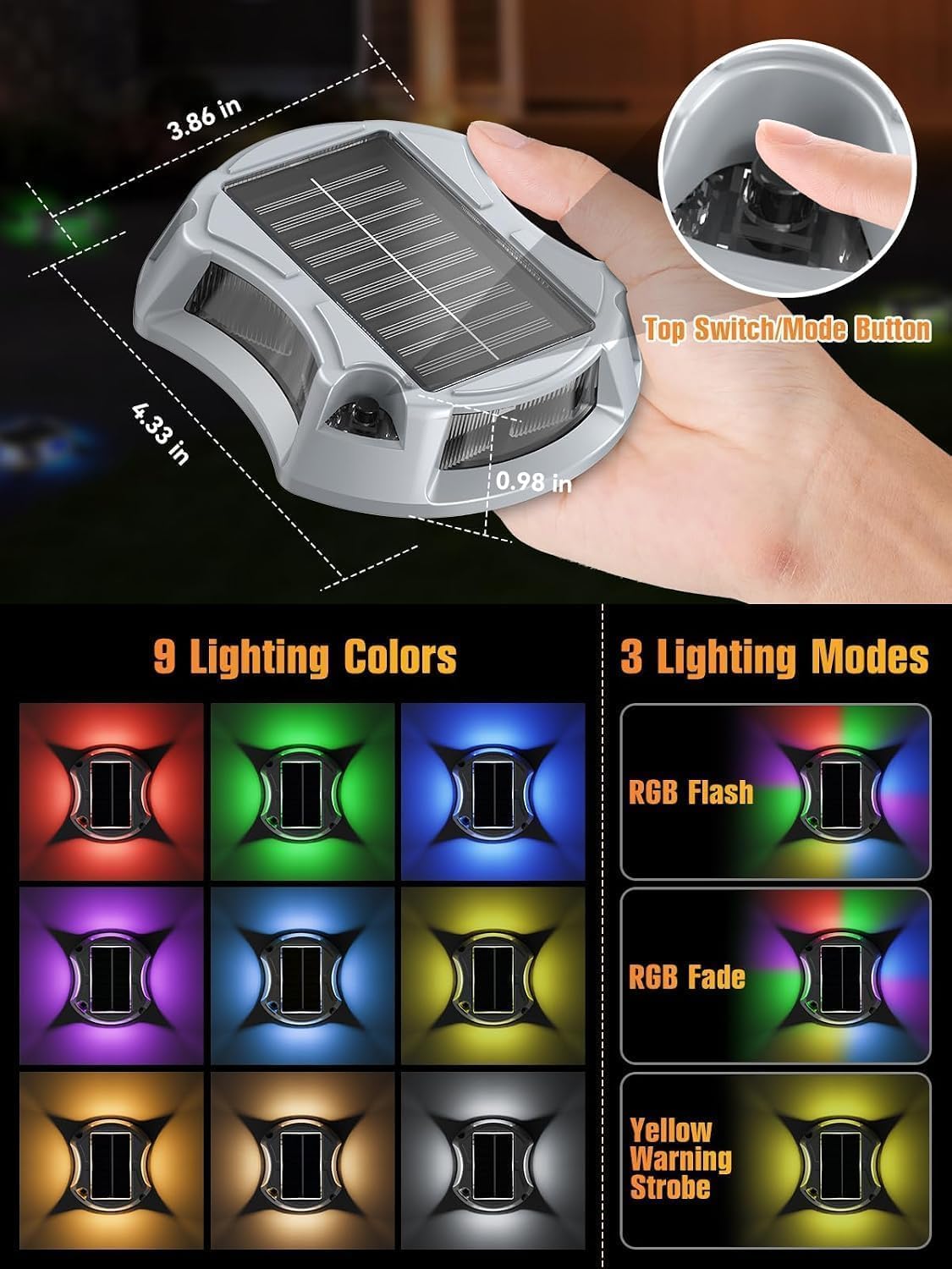 Solar Driveway Lights Solar Dock Lights 9 Colors, Waterproof IP68 image 4