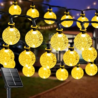 LORRYTE Solar String Lights Outdoor 32FT 50 LED Patio Lights, Warm White