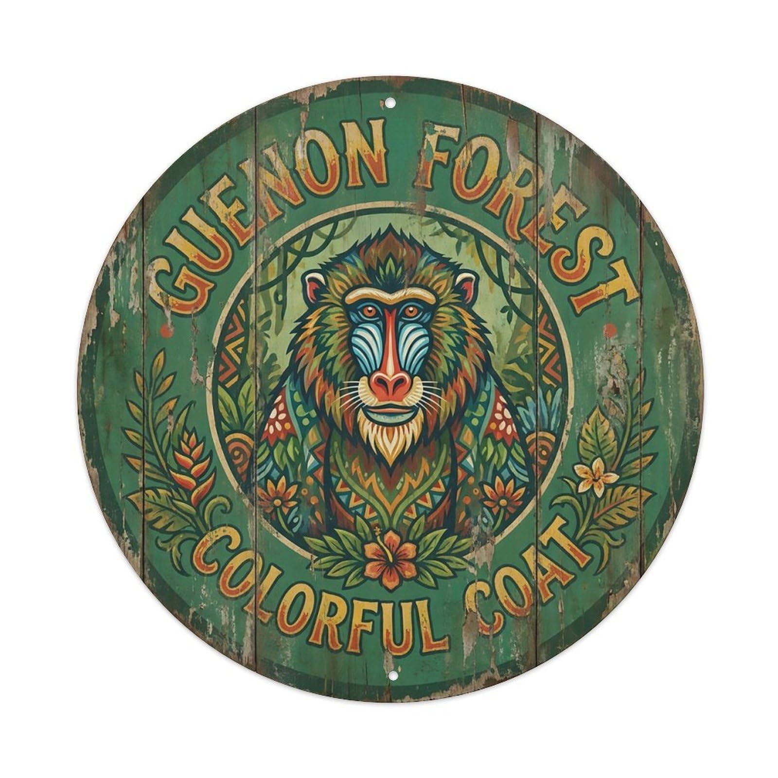 Cxhjca 8X8inch(20X20cm) Guenon Forest Colorful Coat Metal Tin Sign