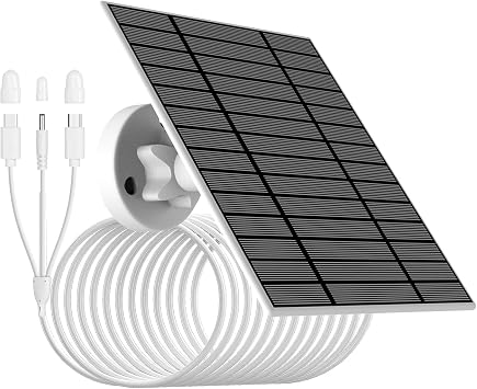 6W/5V Solar Panel for Security Camera with micorUSB/Type-C/DC3513 Connector IP66 3m Charging Cable Compatible with EUFYcam 2/2pro/2c/2c pro/E/3C/L20/L40/S40, Ring, Arlo Essential XL, Wyze, Blink