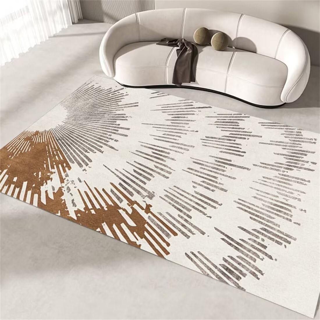 Tapis gris imprimé plume 70x200cm pour chambre ado et bébé