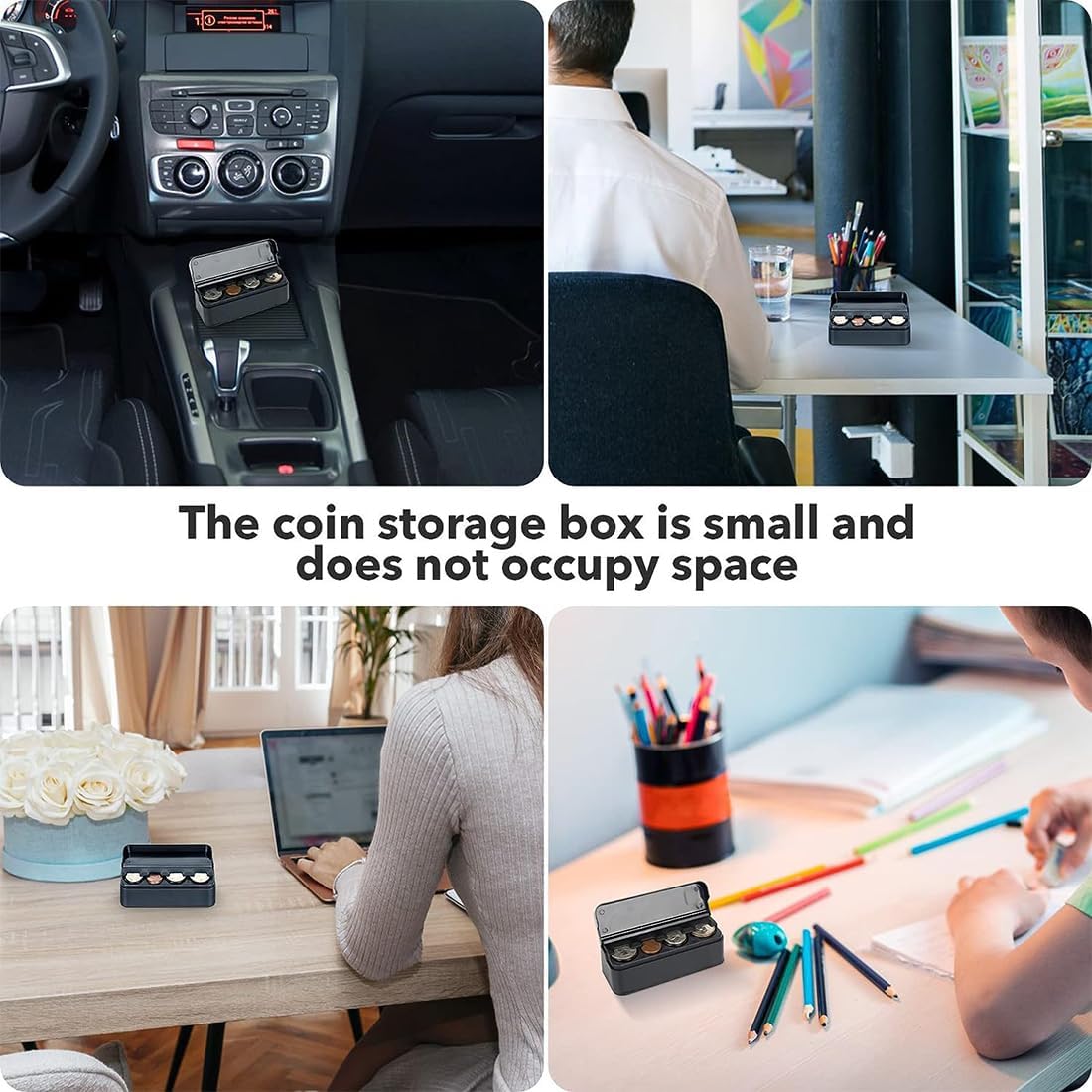 Universal Car Coin Holder Organizer, Storage Dispenser for Change with Compact Design
