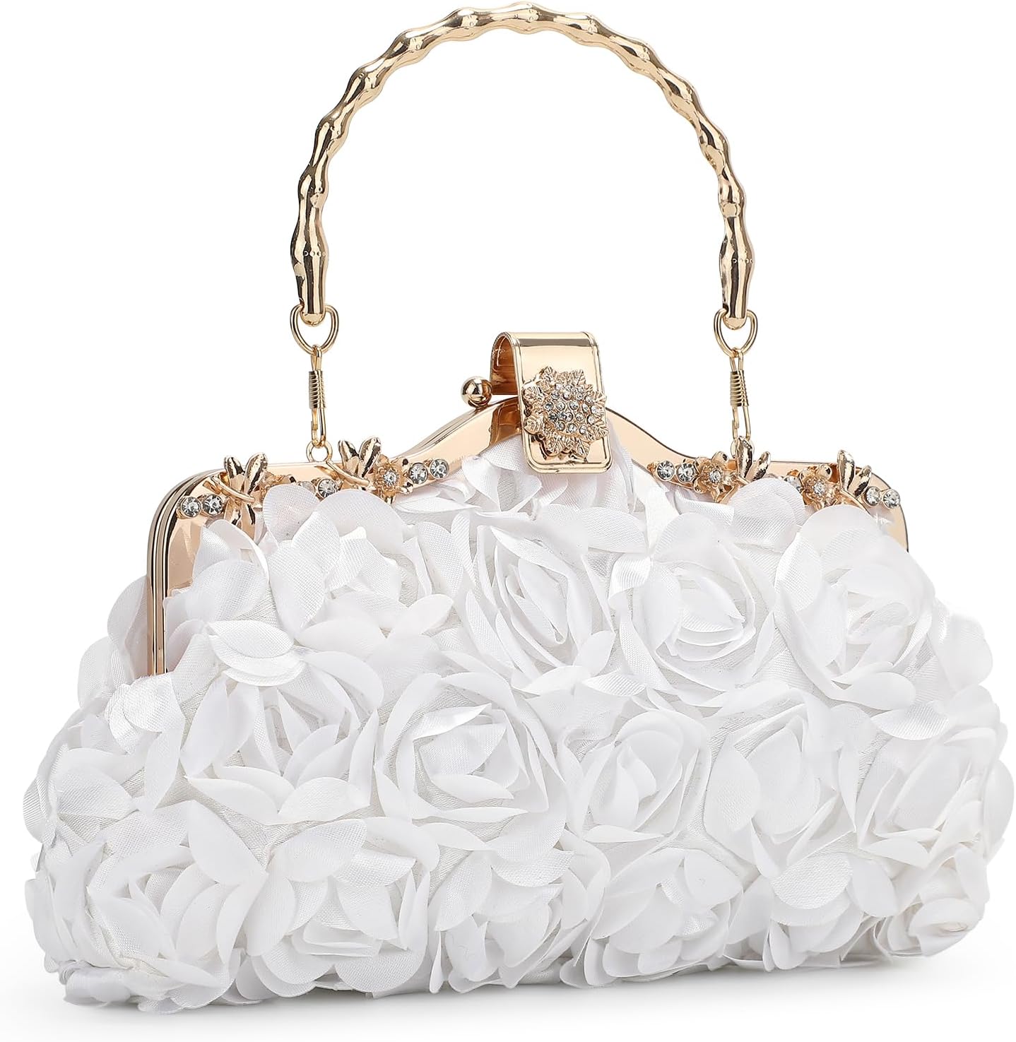 UBORSE Floral Clutch Purse Women Flower Purses for Women Handbags Chain Strap Shoulder Bag for Party Bride Wedding Prom