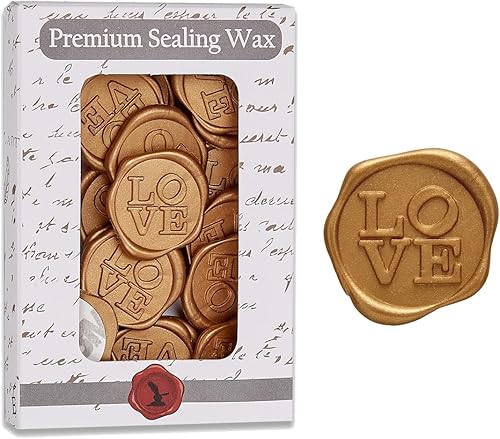 Miniatura 3 de Love - Calcomanías adhesivas para sellar cera, 25 unidades, prefabricadas con cera de sellado real (dorado)