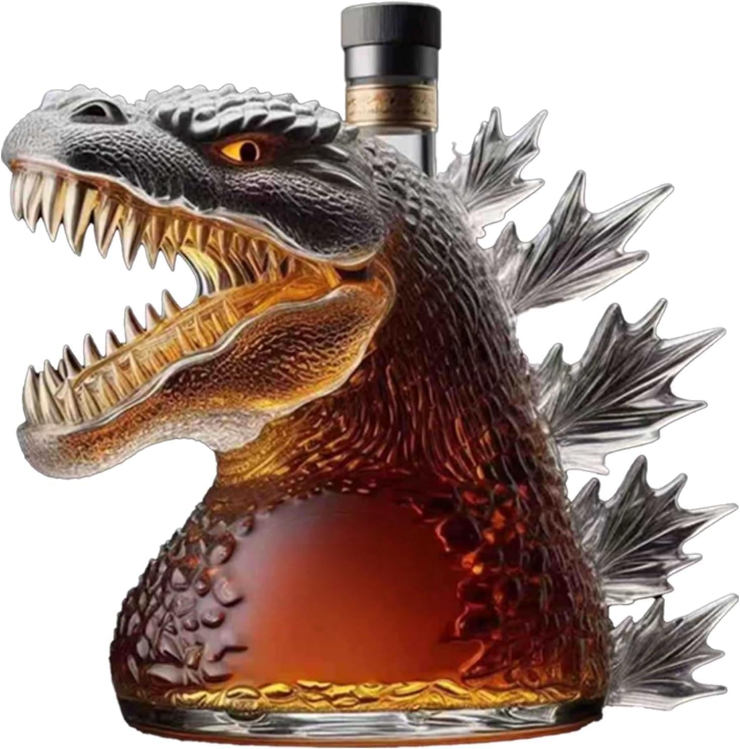 300ml Whiskey Decanter Bottle, 3D Design Whiskey Bottle Collector's Edition Art Statue Wine Bottle Decoration Bar Office Home Whiskey Lovers (Devil Shark) โ image 1
