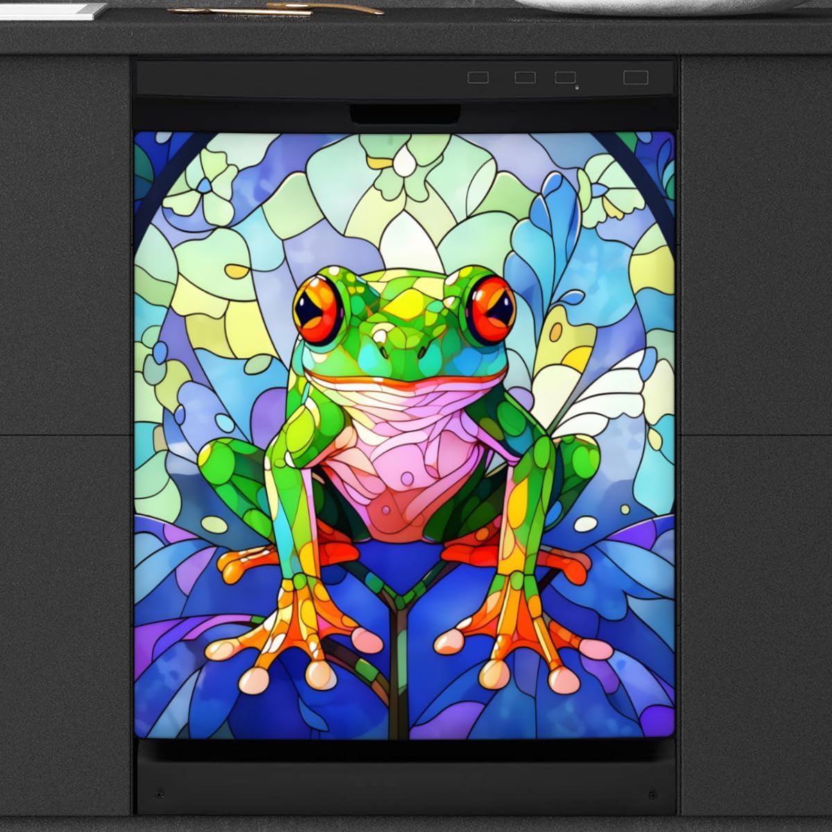 Watercolor Frog Animal Dishwasher Magnet Cover Reusable Decorative Magnetic Door Cover Dishwasher Covers for The Front Magnetic Kitchen Refrigerator Appliance Decor 23 x 26 Inches