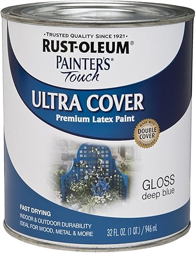 Miniatura 263 de Rust-Oleum Painters Touch, Ultra Cover 2X, 1994502 - Pintura de látex, color almendra, 1 cuarto de galón Almendra brillante